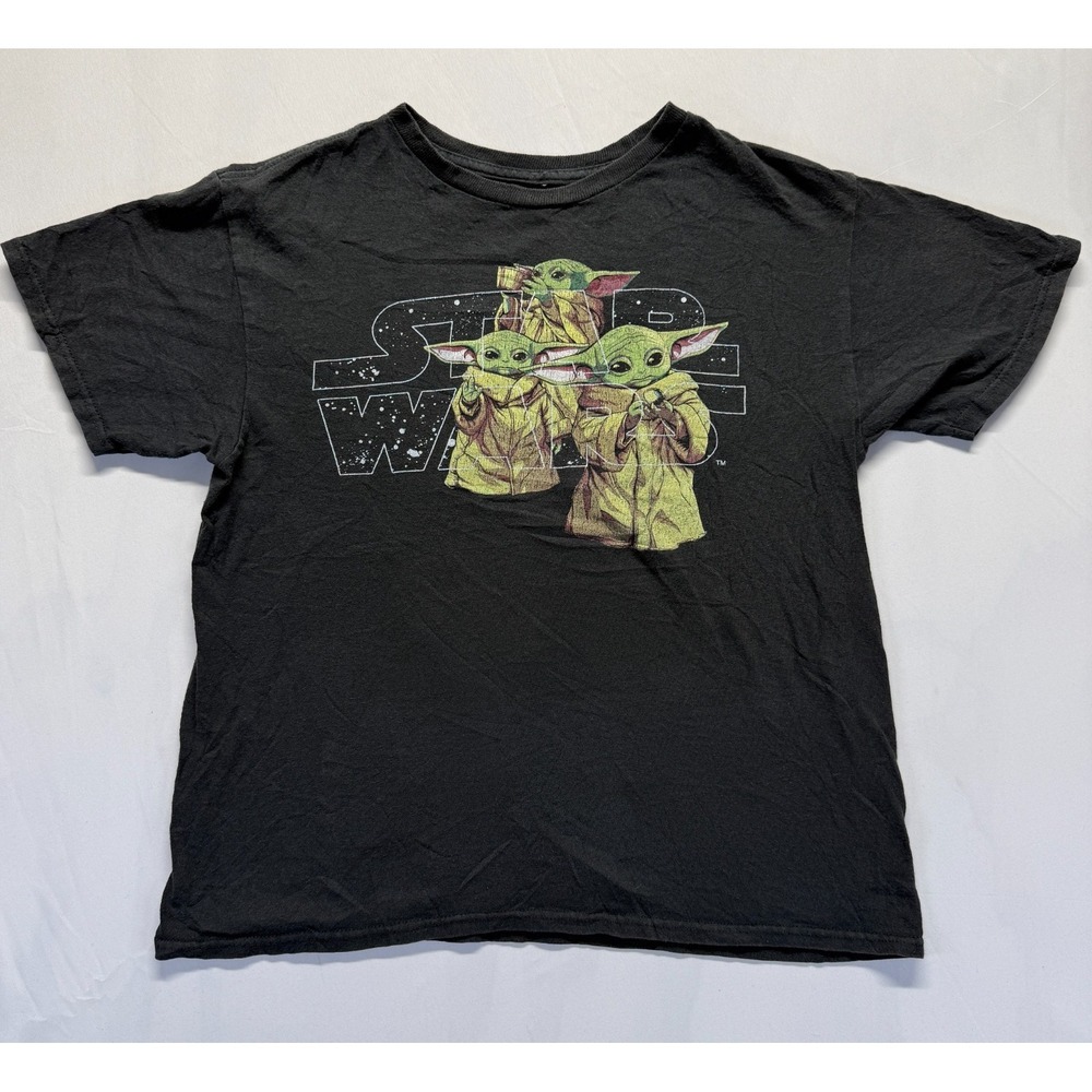 Mad Engine Star Wars T Shirt Mens‎ Large Black Graphic The Mandalorian 3 Grogu